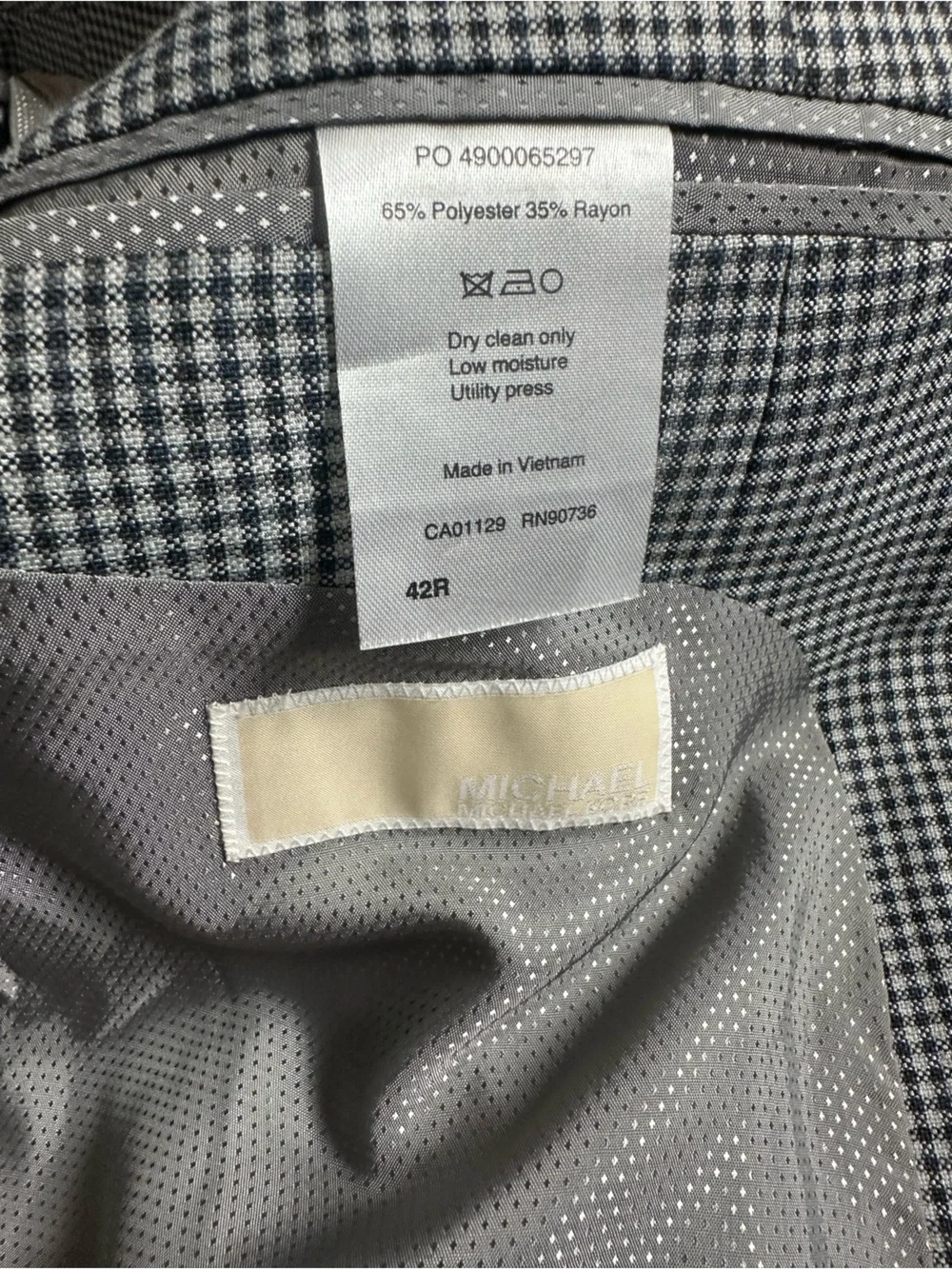 Michael Kors 42R blazer jacket Grey Checked Sport Coat